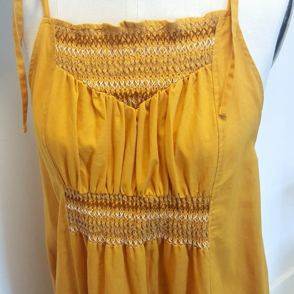 Free People Mustard Linen Cotton Dress Last Spring - Picture 4 of 6